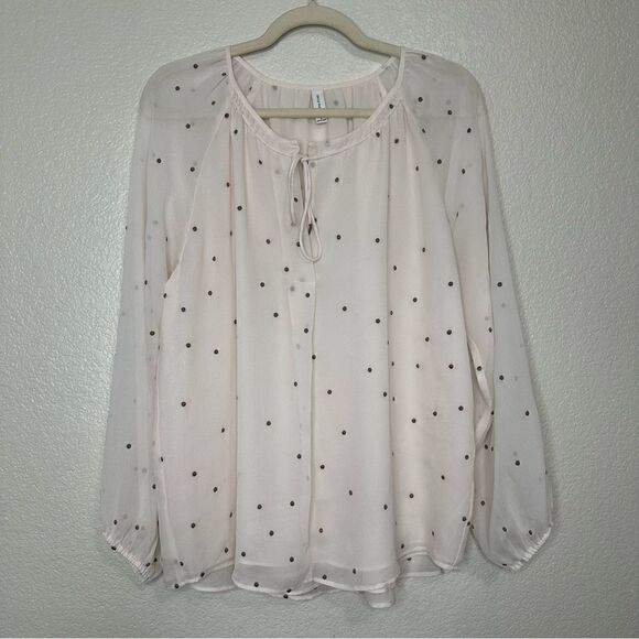 Gentle Fawn Cream Sheer Long Sleeves Blouse Top - Picture 1 of 11